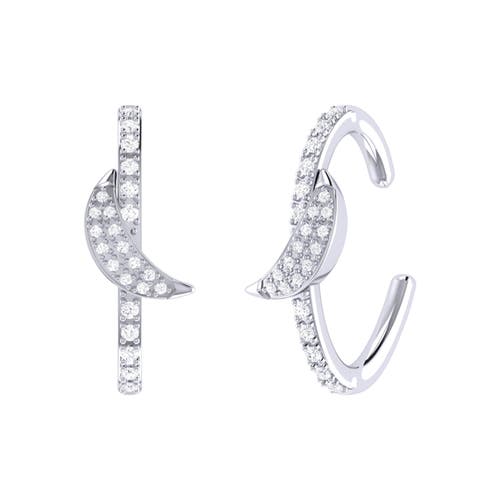 Luvmyjewelry Moonlit Diamond Ear Cuffs In Sterling Silver In Silver