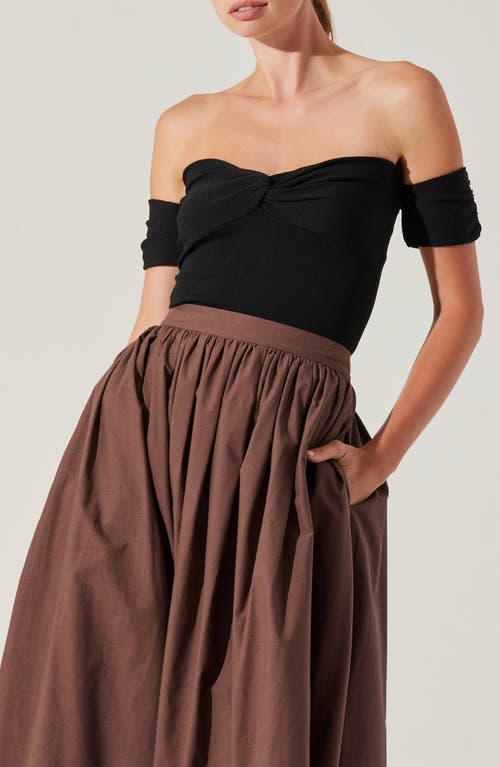 Shop Astr The Label Twist Front Off The Shoulder Top In Black