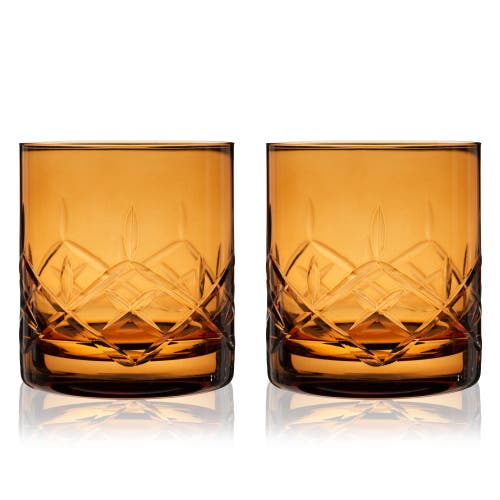 Viski Admiral Crystal Rocks Glasses In Orange