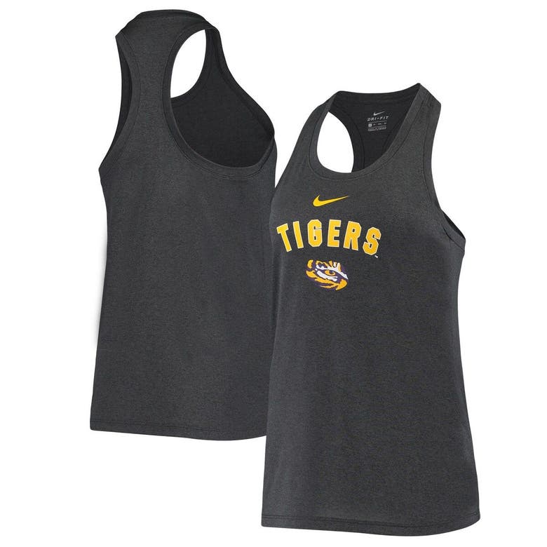 Nike Women's  Anthracite Lsu Tigers Arch And Logo Classic Performance Tank Top