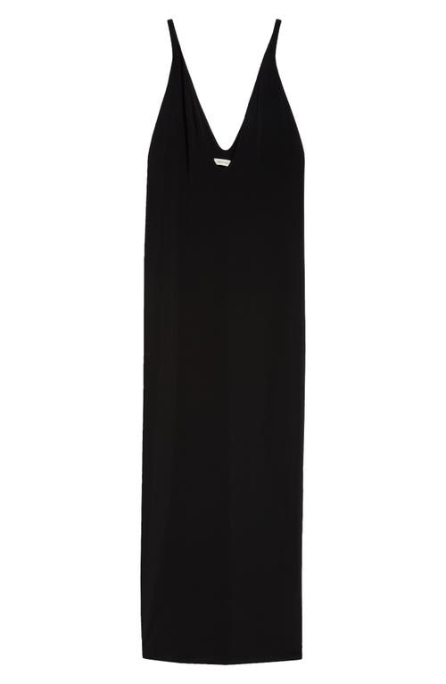 Shop Grace Ling Dagger Plunge Neck Jersey Slipdress In Black