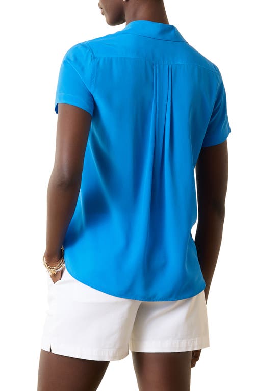 Shop Tommy Bahama Talullah Silk Camp Shirt In Blue Canal