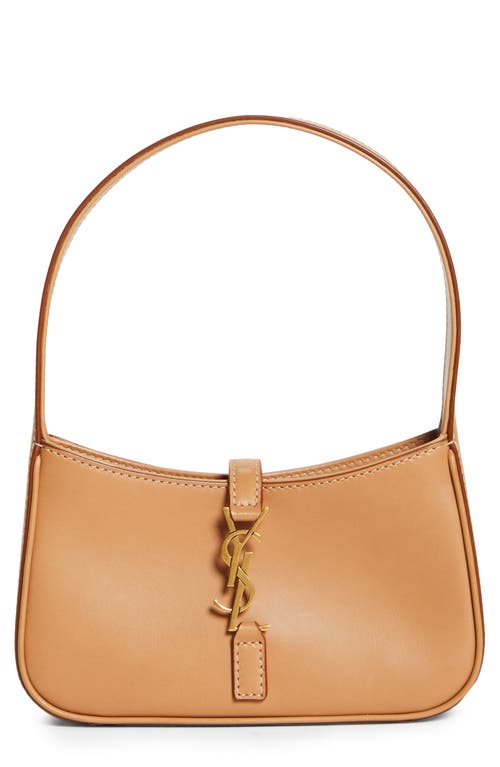 Saint Laurent Micro Le 5 à 7 Leather Hobo in Vintage Brown Gold