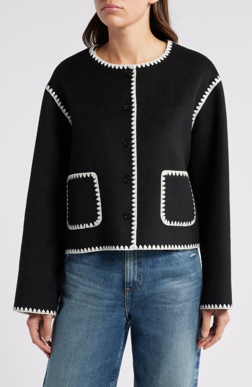 RAILS RAILS MELANIE EMBROIDERED DETAIL WOOL BLEND JACKET 