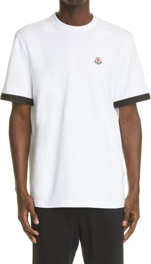 Moncler Logo Patch Taped Sleeve Cotton T-Shirt | Nordstrom