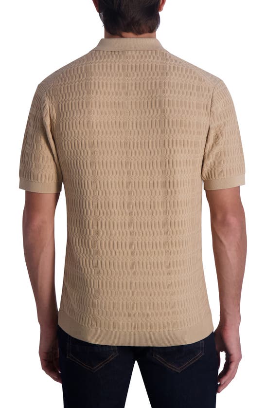 Shop Karl Lagerfeld Textured Polo Sweater In Tan