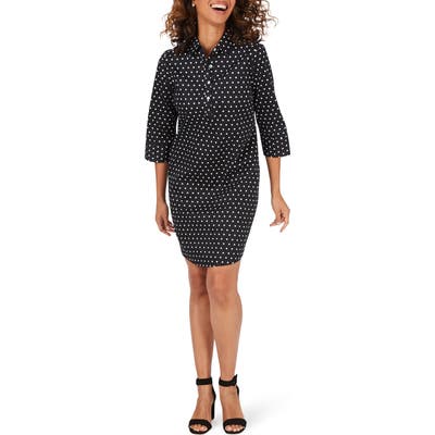 Petite Foxcroft Darian Dot Shirtdress, Black