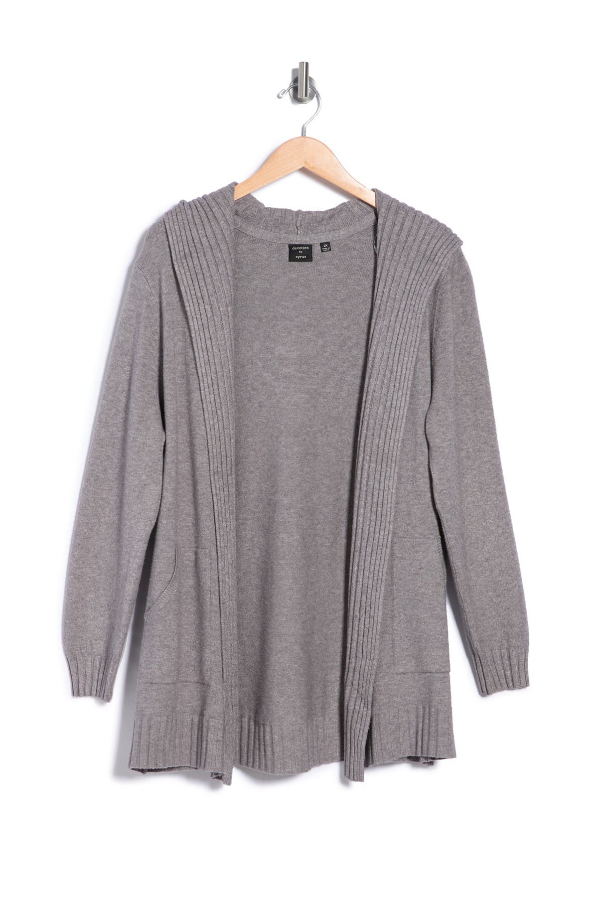 rib trim open cardigan