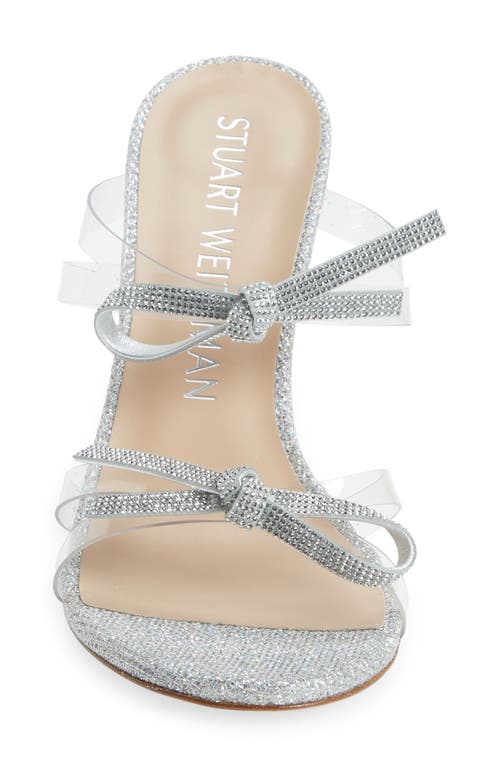 Stuart Weitzman Bow 100 Slide Sandal In Clear/crystal