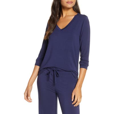Nordstrom Moonlight V-Neck Long Sleeve Pajama Top, Blue