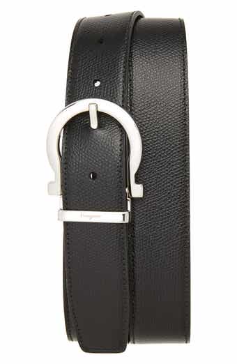 BURBERRY Reversible leather belt in cream/ black/ red