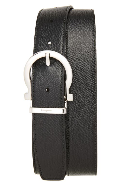 Shop Ferragamo Reversible Leather Belt In Black/hickory