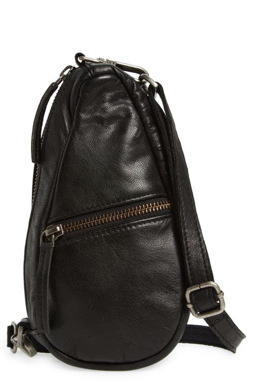 Mini Coffee Date Leather Crossbody Bag in Black