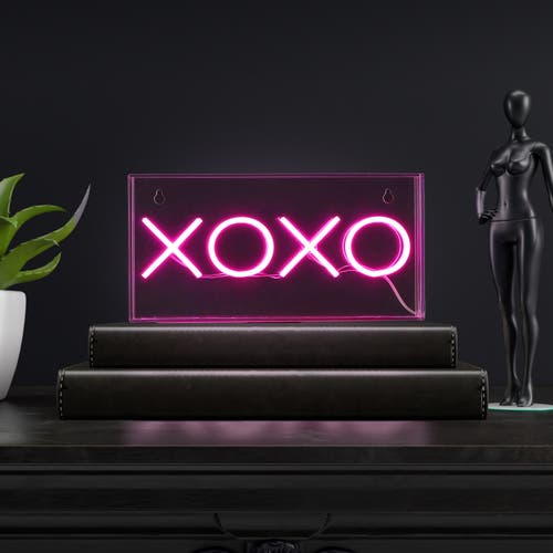 Jonathan Y Contemporary Glam Acrylic Box Usb Operated Led Neon Light In Pink