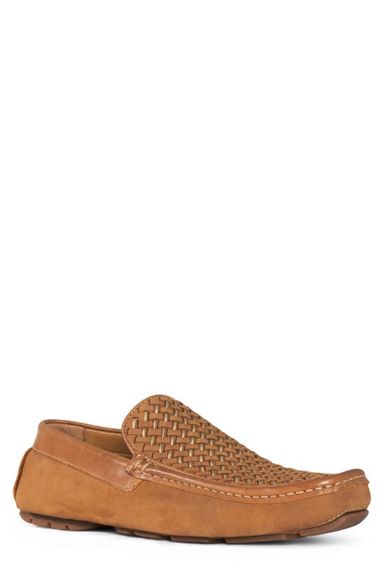 Shop Donald Pliner Damiano Woven Moc Toe Loafer In Saddle