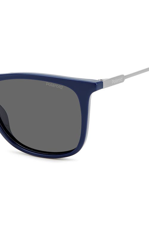 Shop Polaroid 55mm Polarized Rectangular Sunglasses In Blue/gray Polar