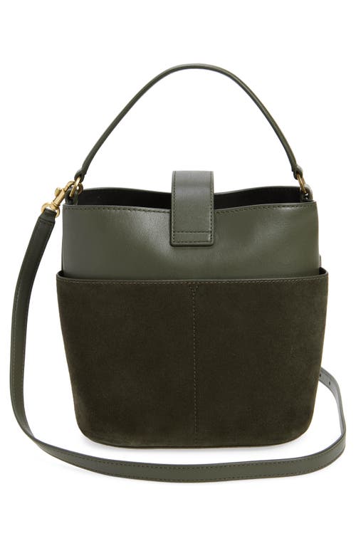 Veronica Beard Small Crest Lock Leather Bucket Bag In Pine