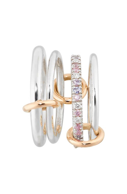 Shop Spinelli Kilcollin Nimbus Dawn Sapphire Linked Rings In Silver/gold