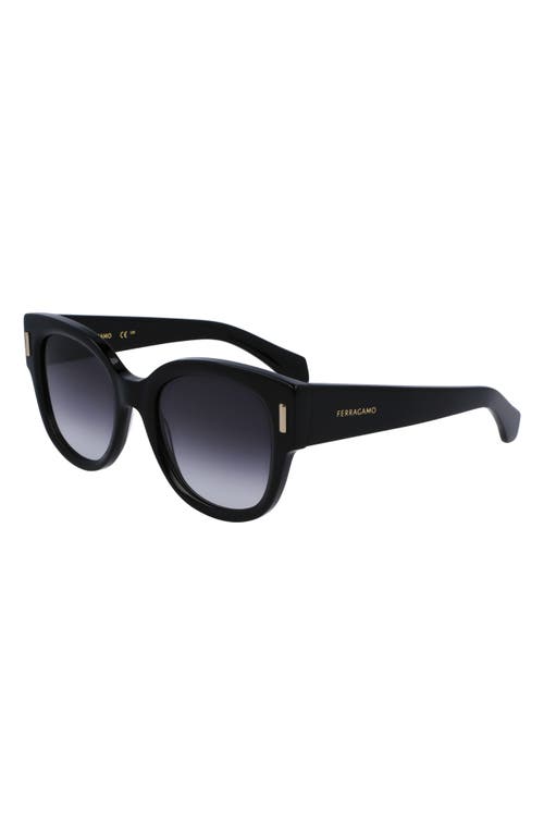 Ferragamo Rivet Rounded Cat Eye Sunglasses, 51mm In Black
