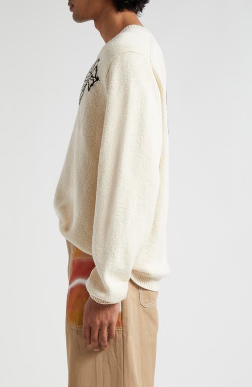 Shop The Elder Statesman Nora Angel Devil Crewneck Cashmere Sweater In 106 Natural