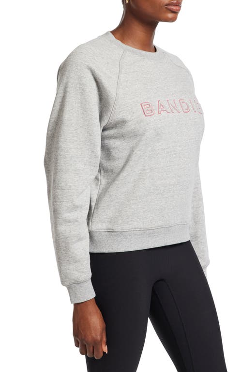 Shop Bandier Logo Crewneck Sweatshirt In Heather Ash/virtual Pink