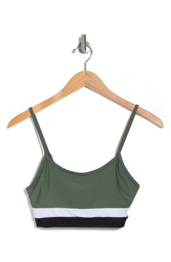 Shop Cyn And Luca Tilly Colorblock Swim Top In Army White Black