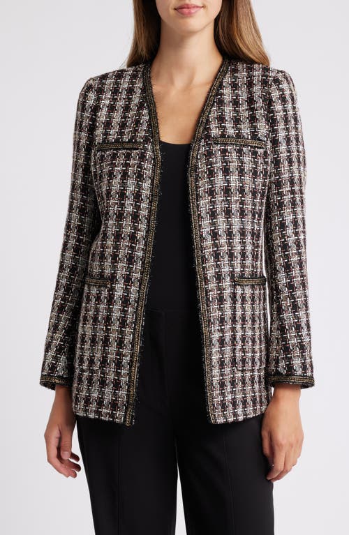 Anne Klein Metallic Tweed Jacket In Anne Black Multi