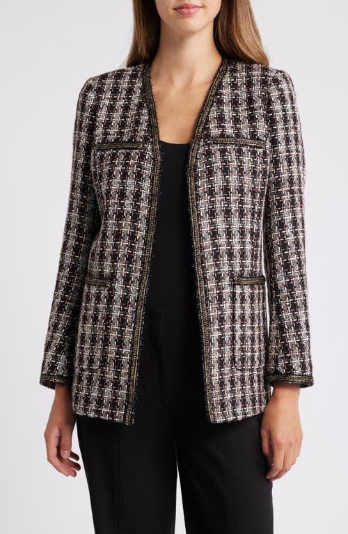 Shop Anne Klein Metallic Tweed Jacket In Anne Black Multi