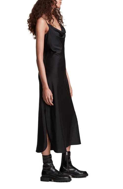 Allsaints Hadley Cowl Slip Dress In Black