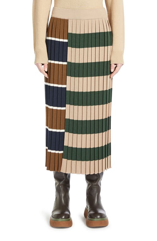 Gabriel Pleated Wool Blend Knit Skirt in Beige