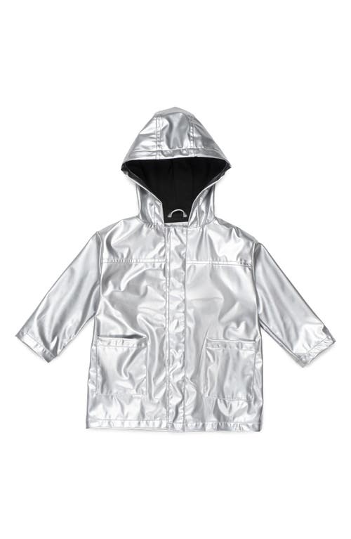 Magnetic Me Kids' Metallic Water Resistant Raincoat in Silver 