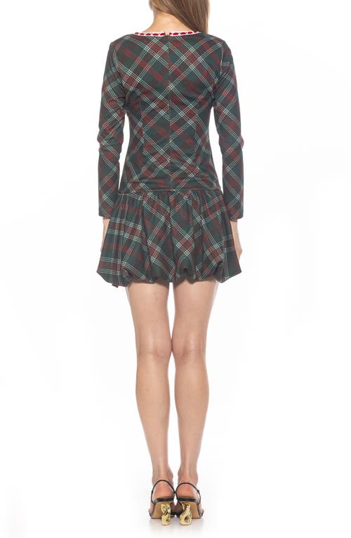 Alexia Admor Rach Bubble Hem Drop Waist Dress In Green Plaid