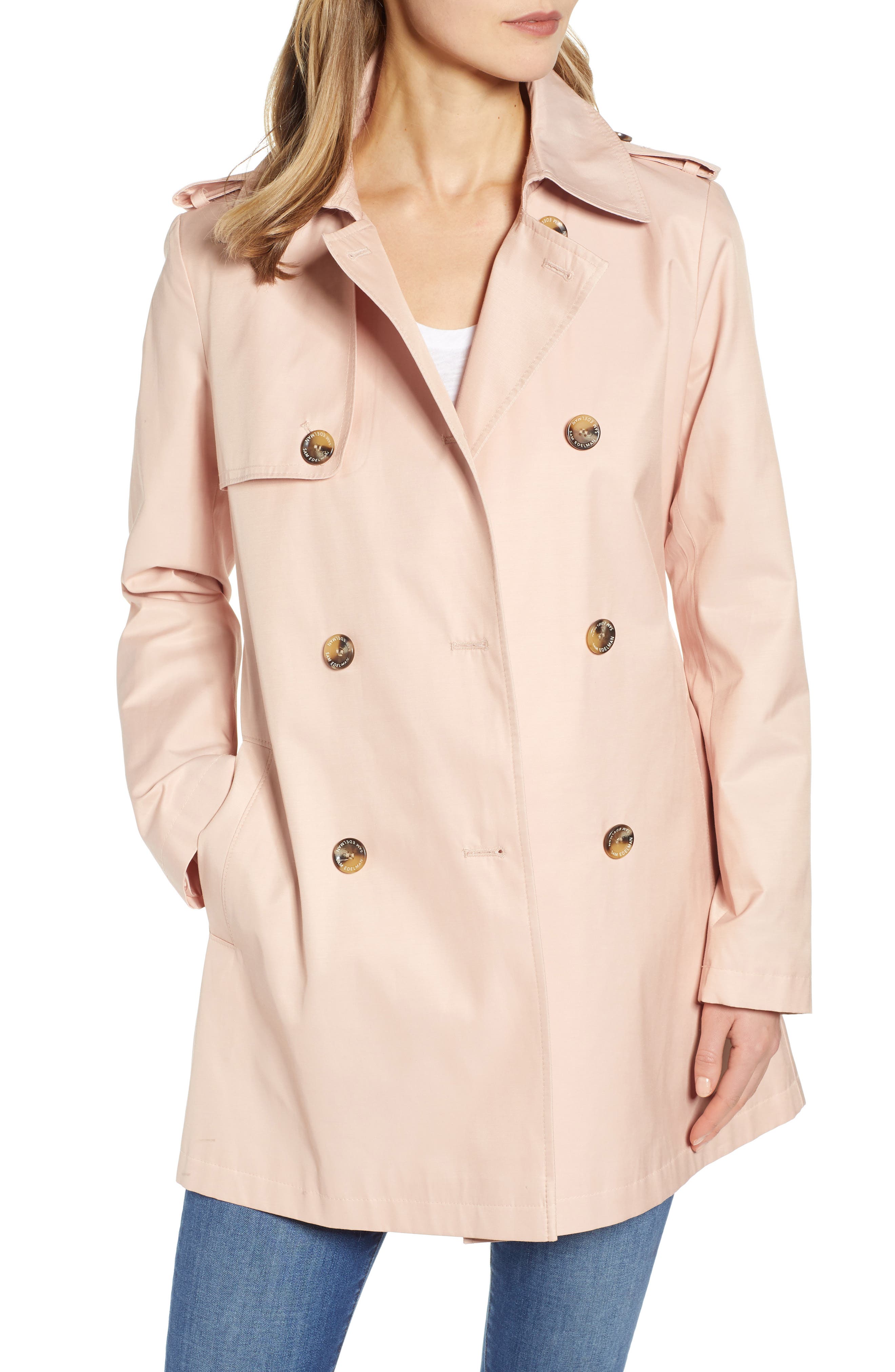 Sam Edelman Water Resistant Trench Coat, Pink