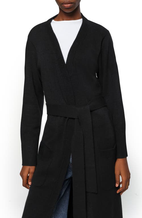 Shop Apparis Alessi Longline Belted Cardigan In Noir