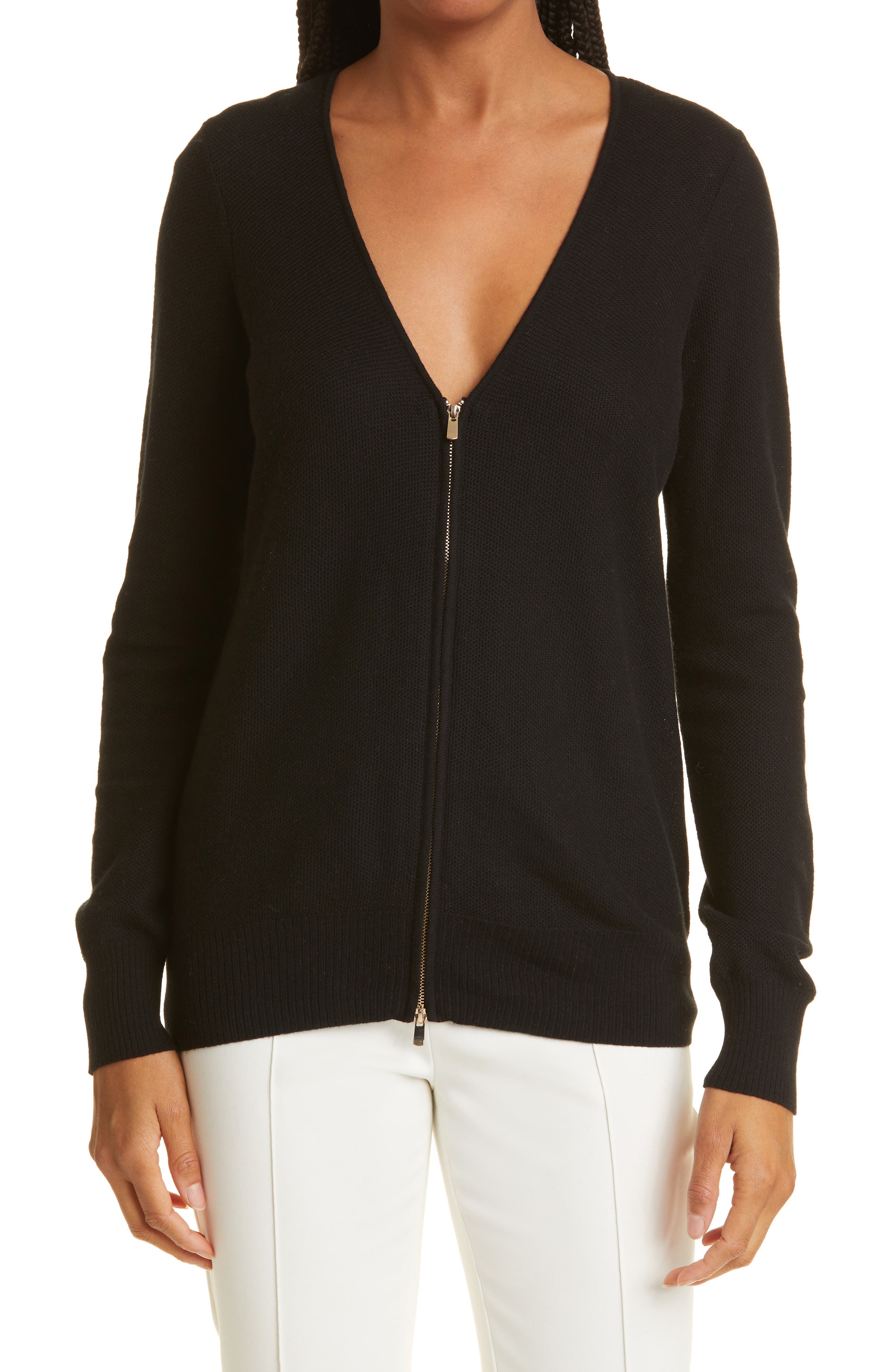 zip front sweater jacket