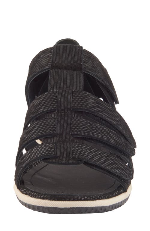 David Tate Shala Strappy Sport Sandal In Black Lizard Print Leather