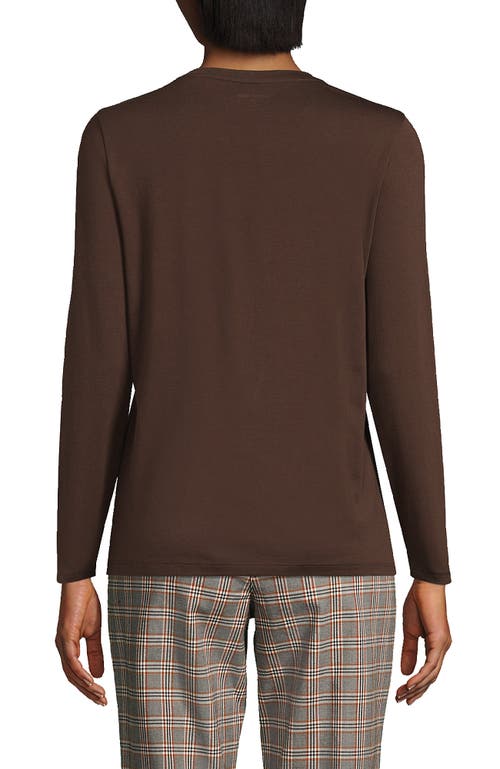 Shop Lands' End Relaxed Supima Cotton Long Sleeve Crew Neck T-shirt In Rich Coffee