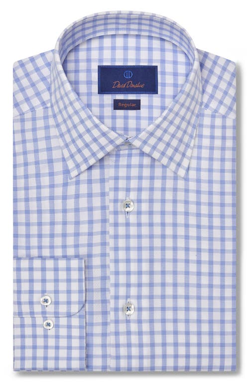 Shop David Donahue Regular Fit Dobby Check Cotton Dress Shirt In White/sky