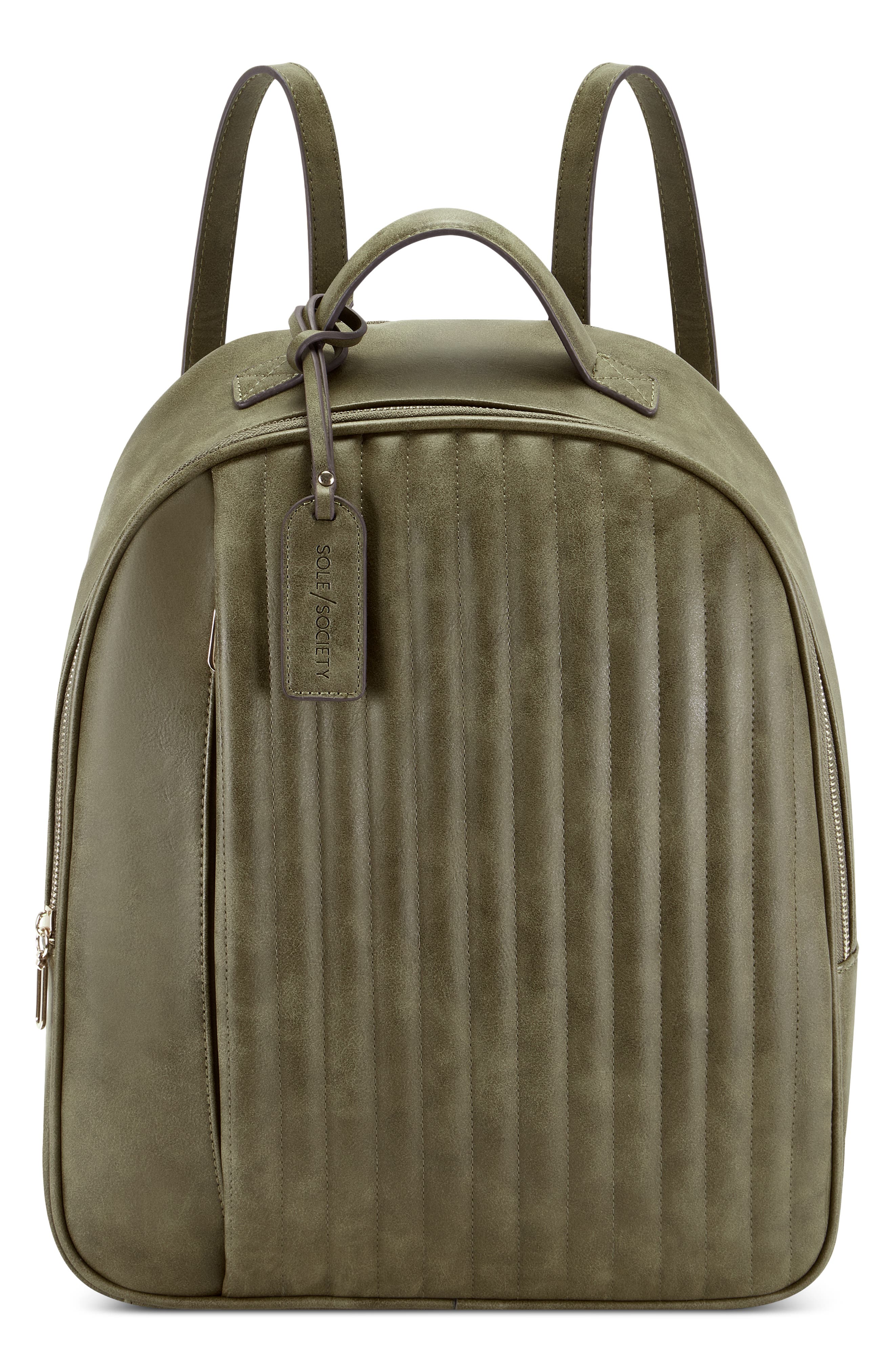 Sole Society Alain Faux Leather Backpack In Dark Camel 