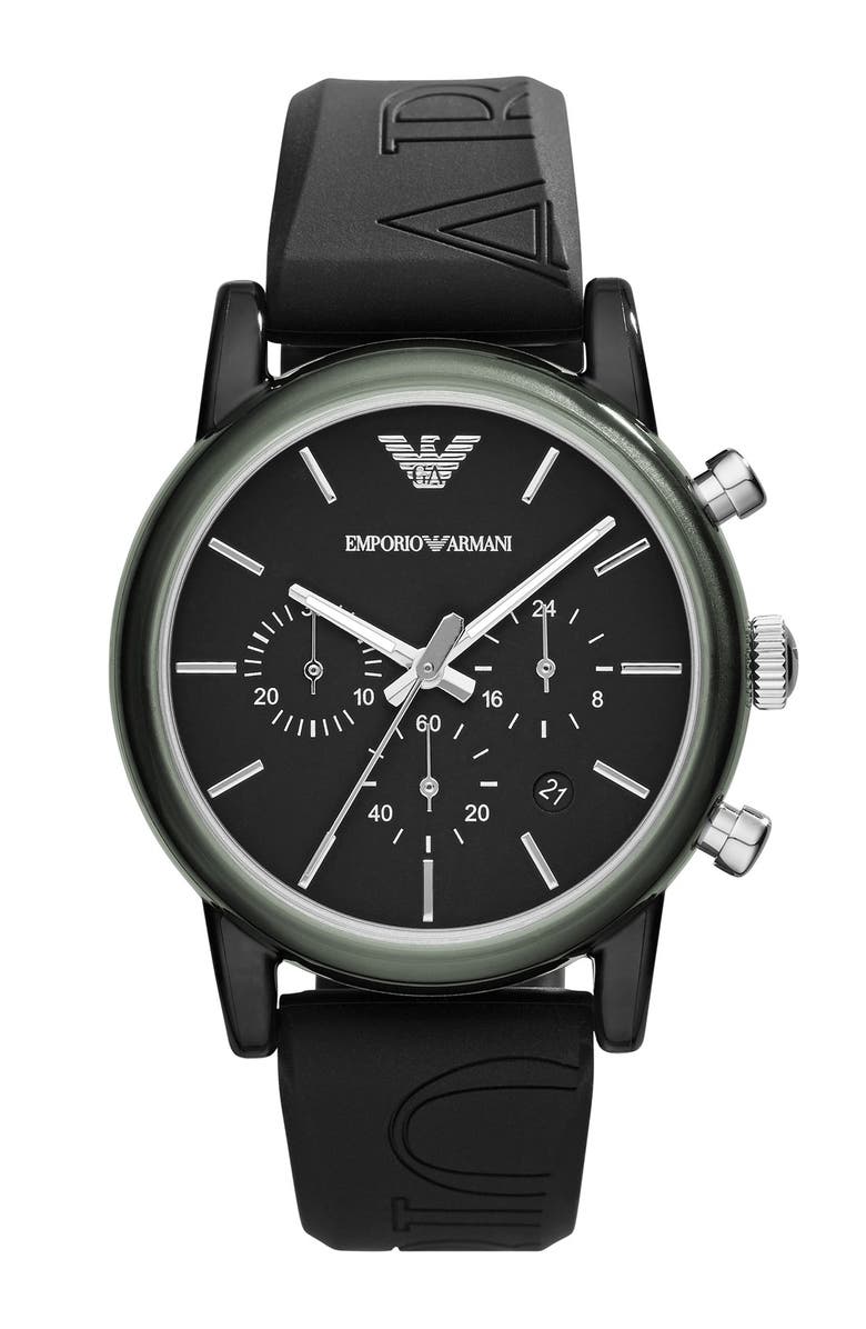 Emporio Armani Chronograph Silicone Strap Watch, 41mm | Nordstrom