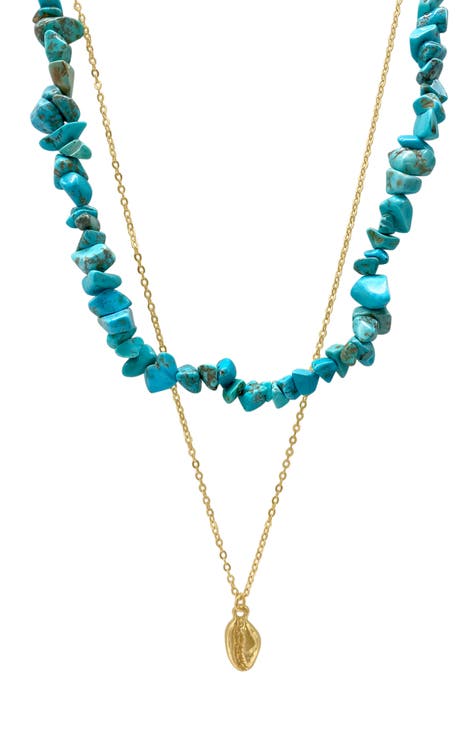 Multi Shape Turquoise Stone Layered Necklace