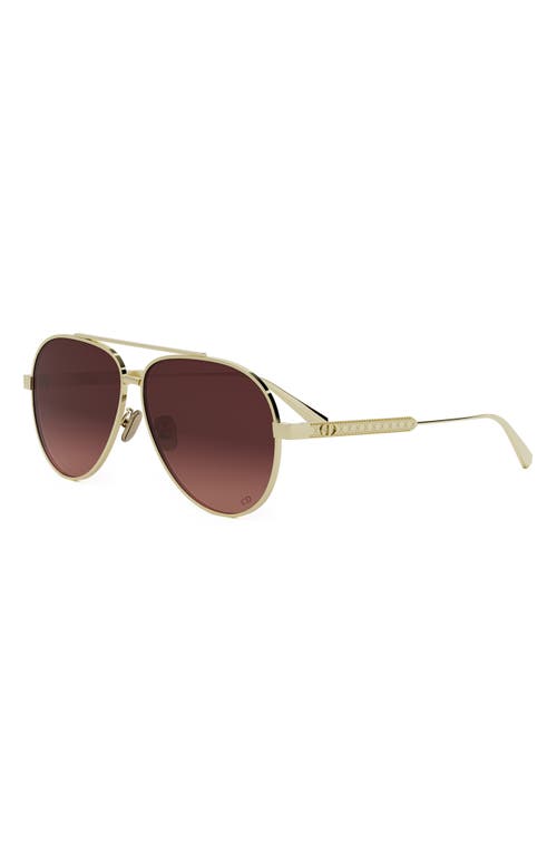 Shop Dior 'cannage A1u 61mm Pilot Sunglasses In Gold/radient Brick Lenses