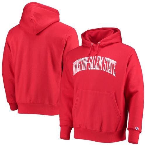 Men's Champion Red Winston-Salem State Rams Tall Arch Pullover Hoodie