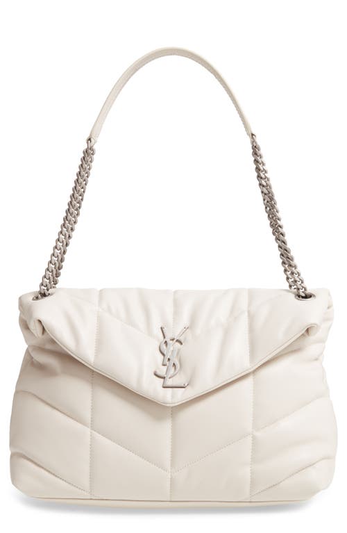 Saint Laurent Medium Lou Leather Puffer Bag in Blanc Vintage at Nordstrom