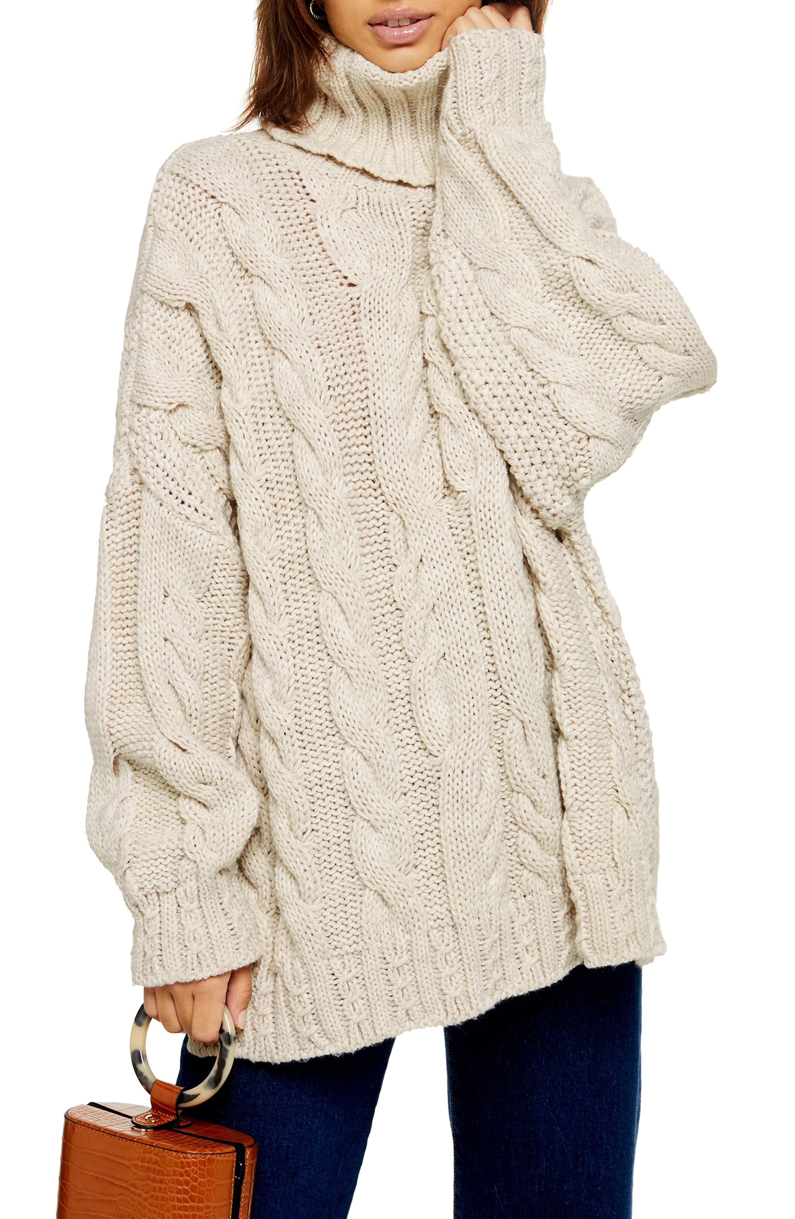 cable turtleneck sweater