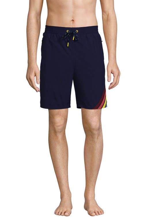 Shop Lands' End 9" Volley Swim Trunks In Deep Sea Navy Colorblock