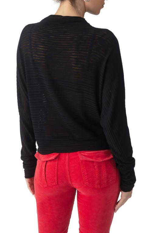 Shop Sanctuary Sheer Stripe Funnel Neck Sweater In Black