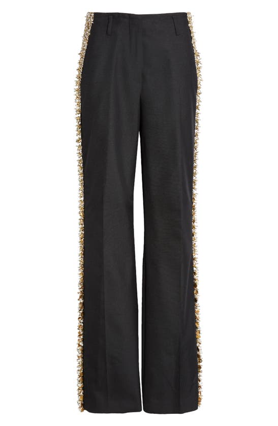 Dries Van Noten Embellished Tuxedo Stripe Wool Trousers In Black 900