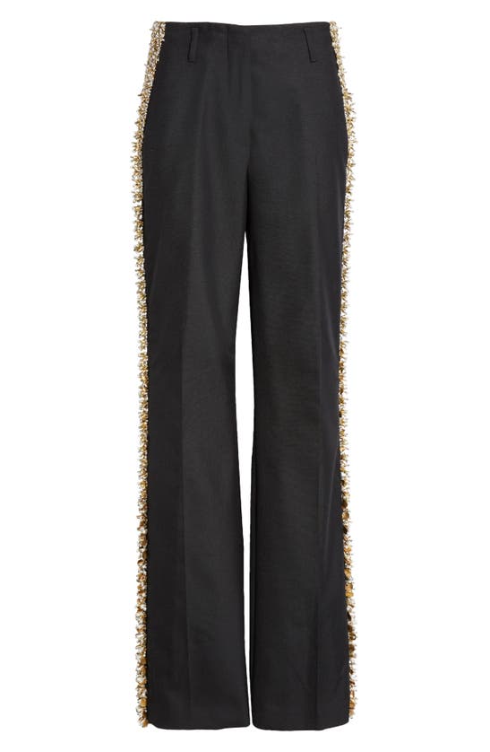 Shop Dries Van Noten Embellished Tuxedo Stripe Wool Trousers In Black