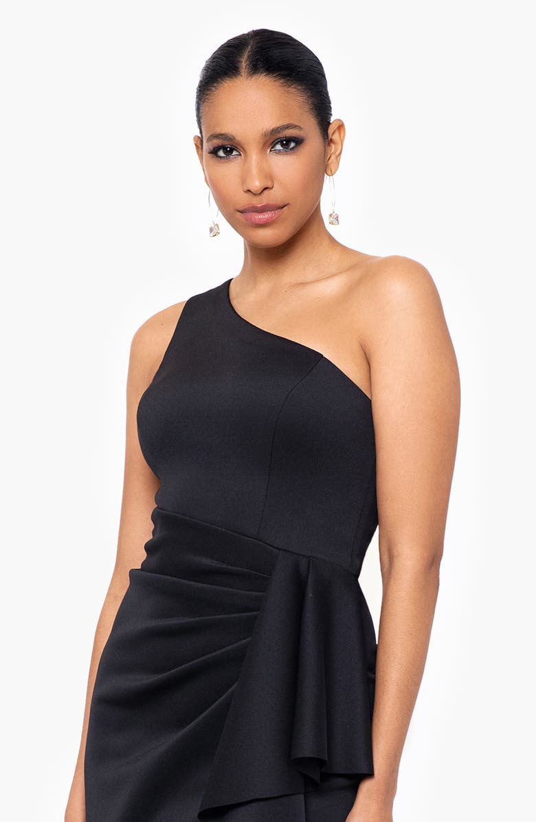 Xscape Evenings One Shoulder Ruffle Scuba Crepe Gown Nordstrom 